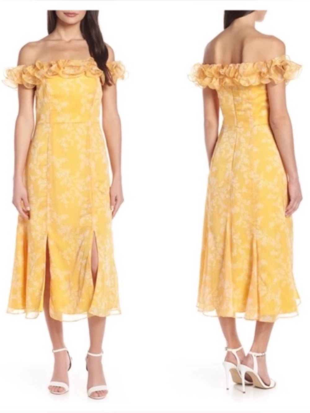 KEEPSAKE the Label Embrace Midi Dress Anthropologie Bright Yellow size large - Picture 2 of 6